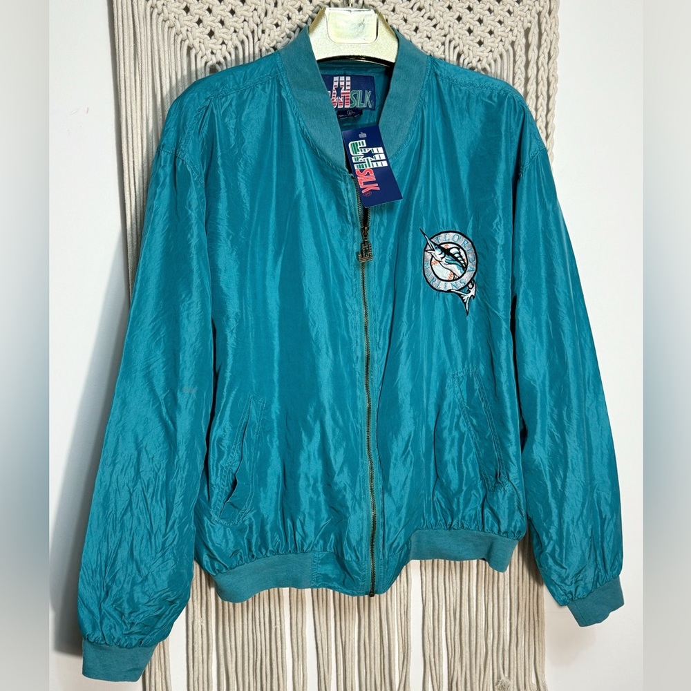 Vintage 90s FLORIDA MARLINS MLB Baseball “JH SILK” Windbreaker embroidered - Picture 1 of 8